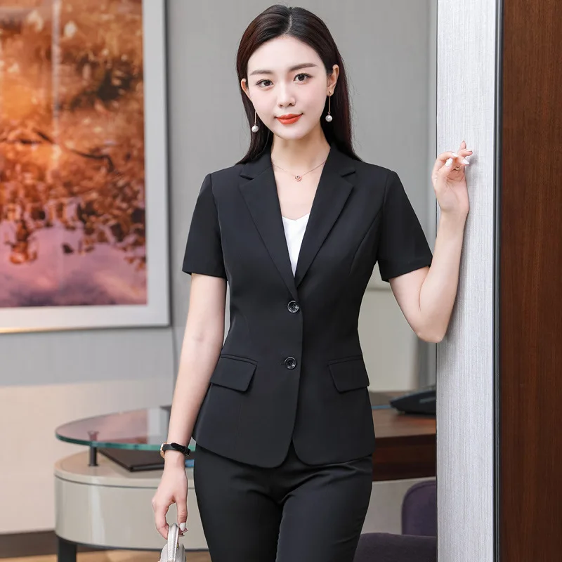 Women's High-End Short-Sleeve Summer New Professional Formal Suit Hotel Front Desk Manager Workwear Blazer