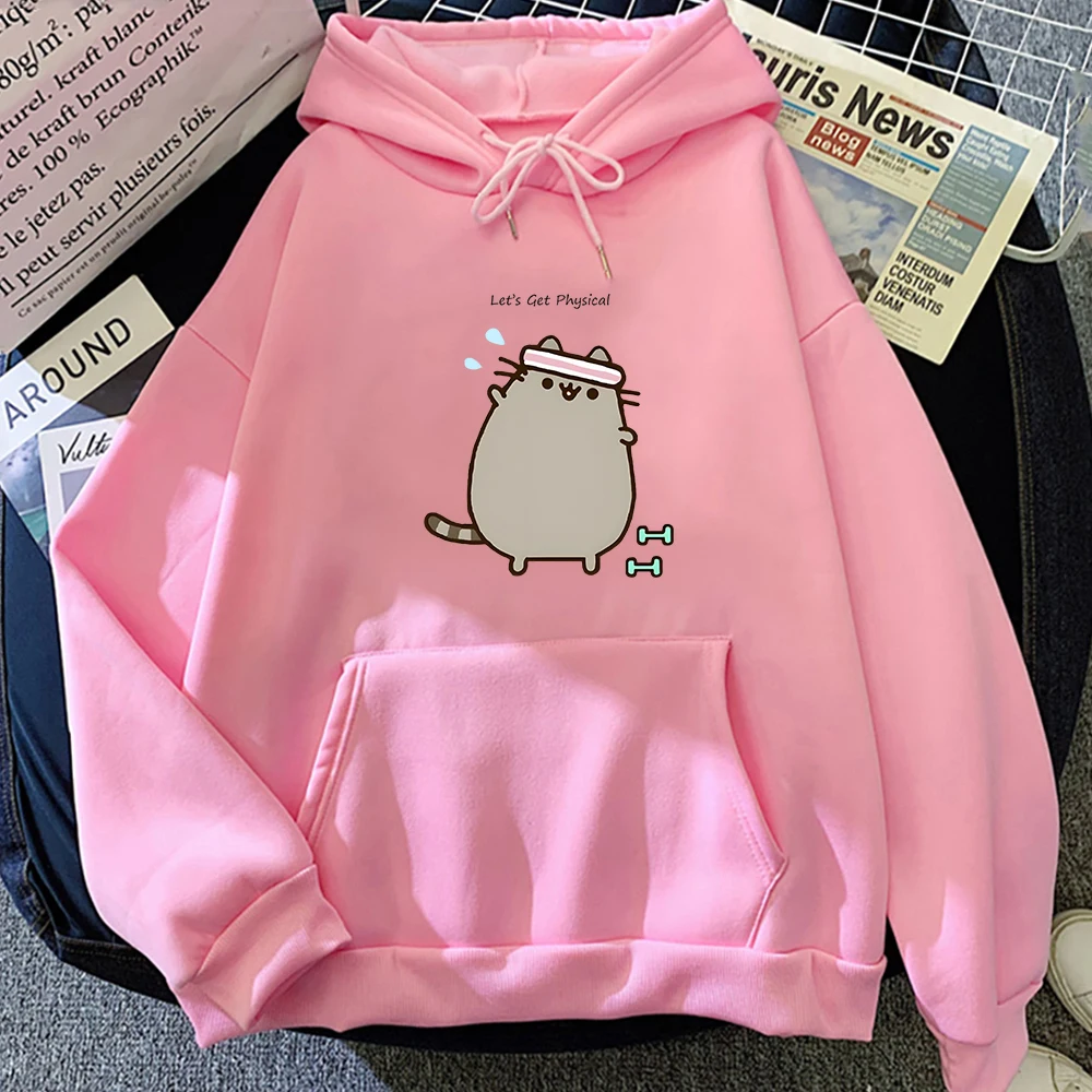 Chubby Cat He Hates Broccoli Anime Hoodie MEN Kawaii/Cute Harajuku Sweatwear Couple Sweatshirt Sense of Design Aesthetic Fashion