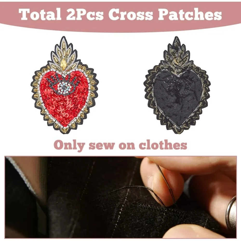 2Pcs Red Weeping Eye Appliques Patch Embroidery Sew on Clothing Patches 85x84x10mm Vintage Pearl Glass Beaded Sewing Handmade