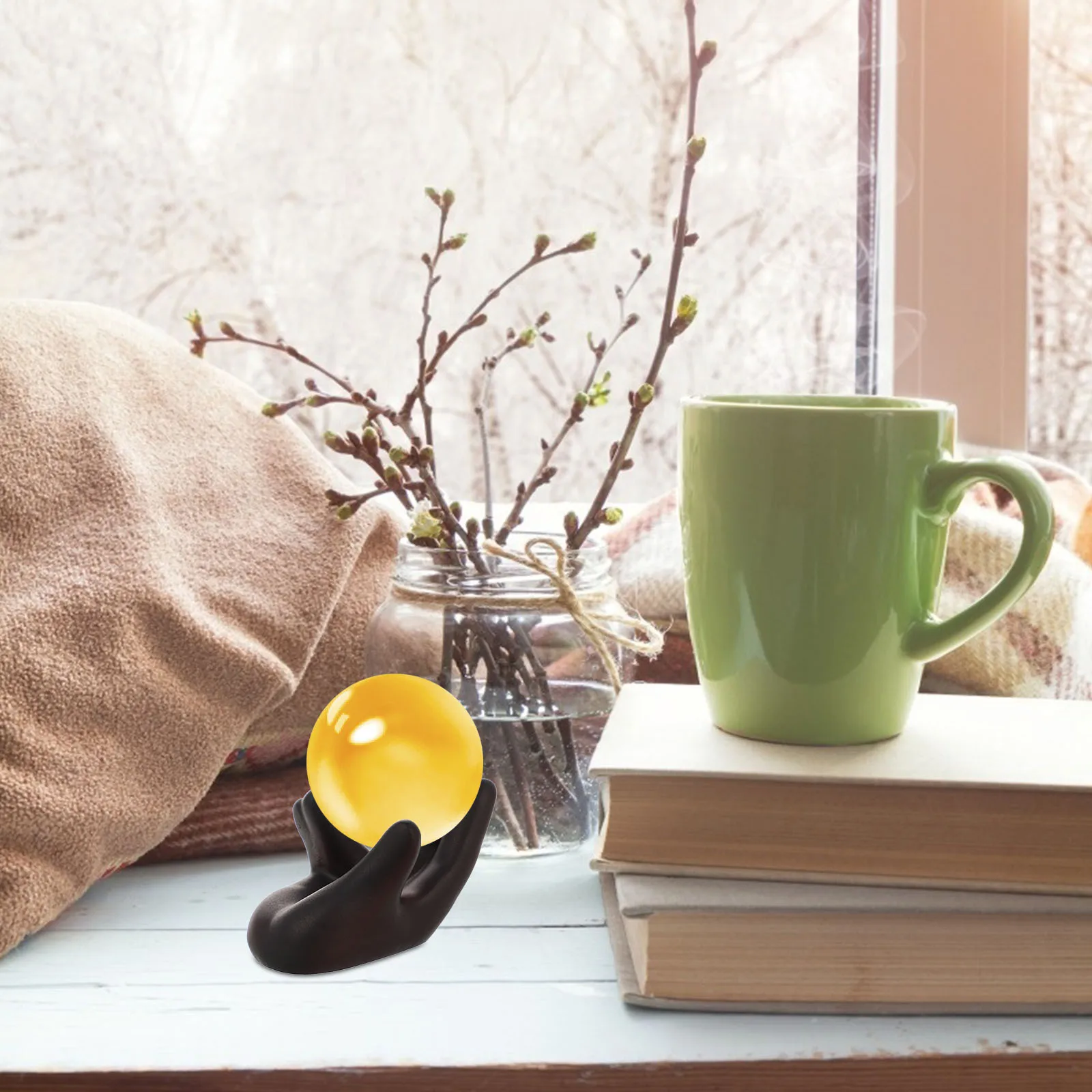 

Resin Crystal Ball Display Stand White Hand Shaped Base For 2.5-6Cm Quartz Orb Egg Decoration Home Office Desk Decor