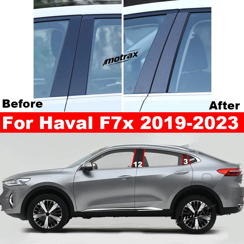 Car Window Decorative B C Column Molding Door Glossy Pillar Strip Car Accessories for Haval F7X 2019 2020 2021 2022 2023