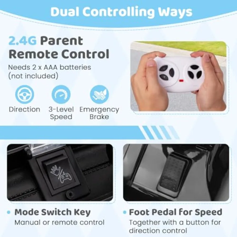 Paseo en camión Coche eléctrico de 12 V con control remoto Suspensión de 3 velocidades y resorte Conexión inalámbrica Luz musical USB Ri