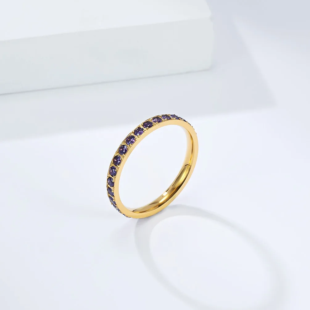 Heißer Verkauf: Hochwertige, stapelbare Fingerringe aus Titanstahl mit Zirkonia für Damen – Modischer Pinky-Ring für Frauen – Detail 11
