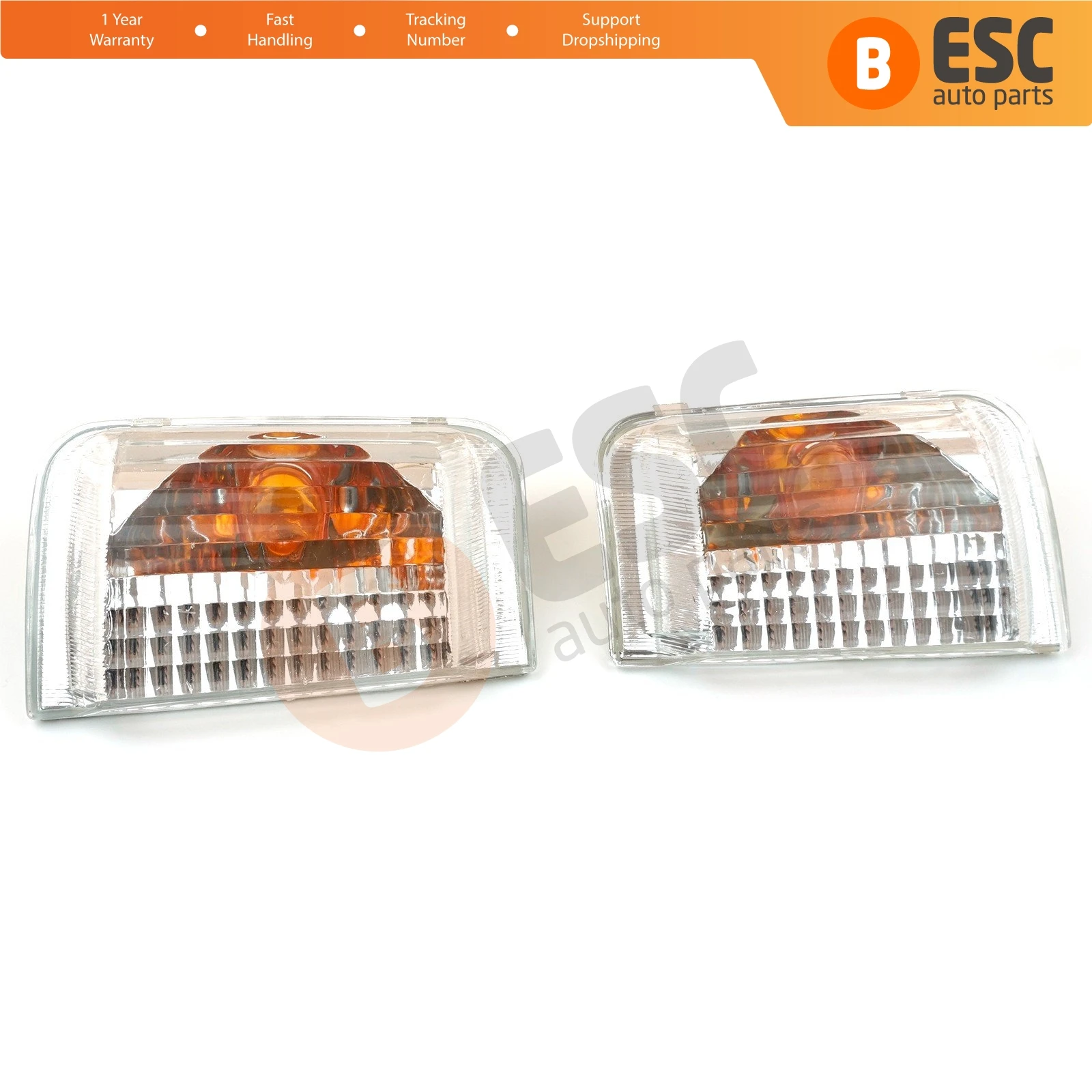 ESC ESP909 2 Pcs Side Door Wing Mirror Indicator Lamp ORANGE Lens R+L 71748253, 71748252  for Fiat Peugeot Citroen MK3