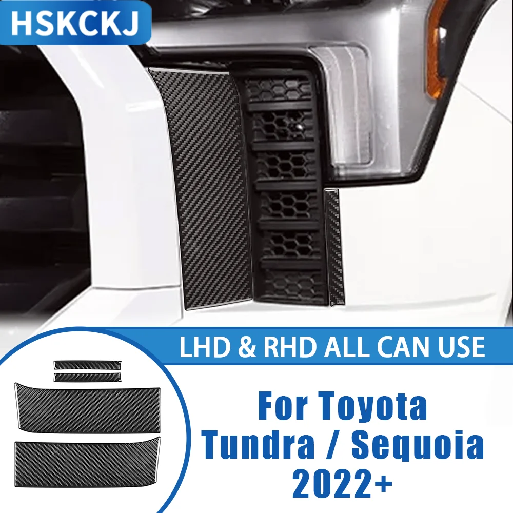 

For Toyota Tundra Sequoia 2022+ Car Accessories Carbon Fiber Headlight Sides Panel Interior Cover Trim Sticker Modification
