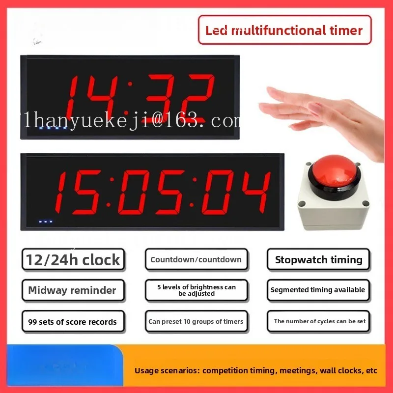 10-Second Challenge Timer, LED Push Button Stopwatch Dual-Sided Display for Running, Climbing & Basketball