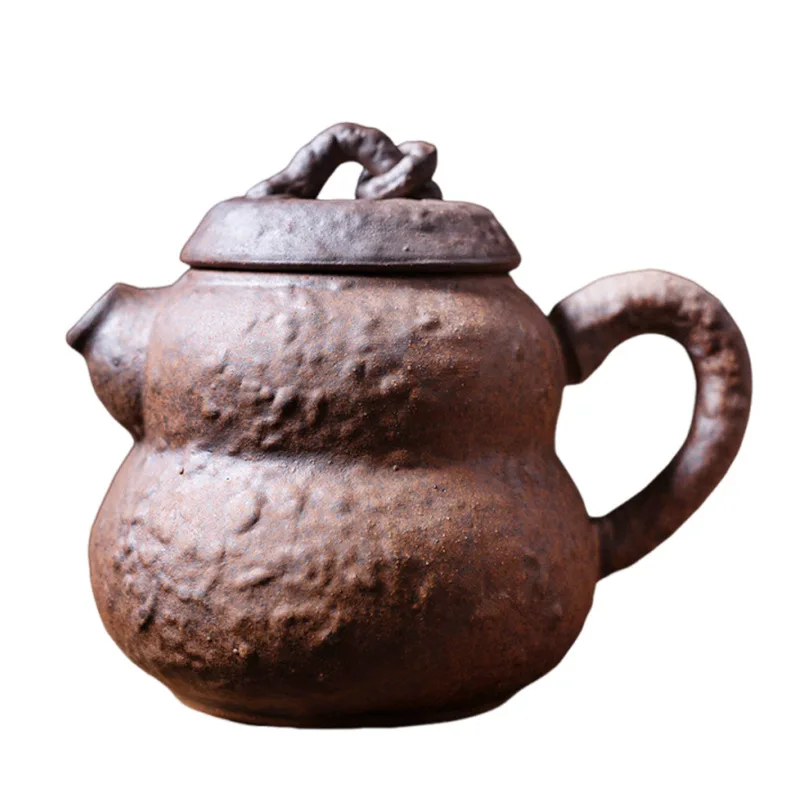 

Vintage Gourd Small Ceramic Teapot Handmade Chinese Tea Pot Retro Decorative Teakettle Tea Kettle with Strainer