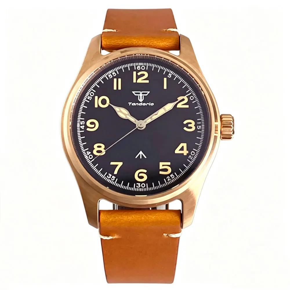 Tandorio 39mm Solid Full Cusn8 Bronze Pilot Automatic Men Watches For Miyota 8215/Asia 2824 Sapphire Crystal Lume Diver Watch