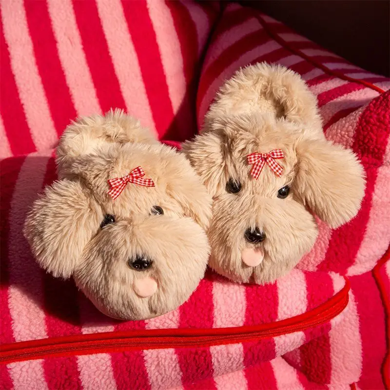 Cute Three-dimensional Teddy Plush Slipper for Women,New Cartoon Slipper for Autumn and Winter,Comfortable Headscarves for Women