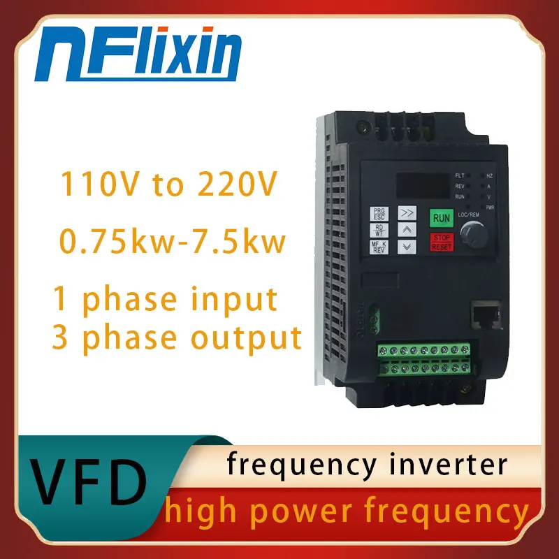 1.5KW/2.2KW  VFD Variable Frequency 110V to 220V 3 Phase Inverter CNC Spindle Motor Speed Controller Drive