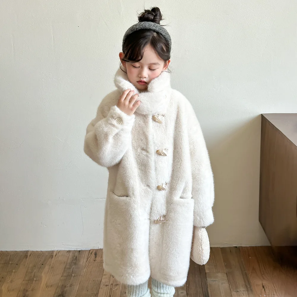 

Coat Down Jacket Outerwear Warm Daily Pretty Clothing Kids Jackets Girls Winter Long Korean Version Children Thick Baby Fur
