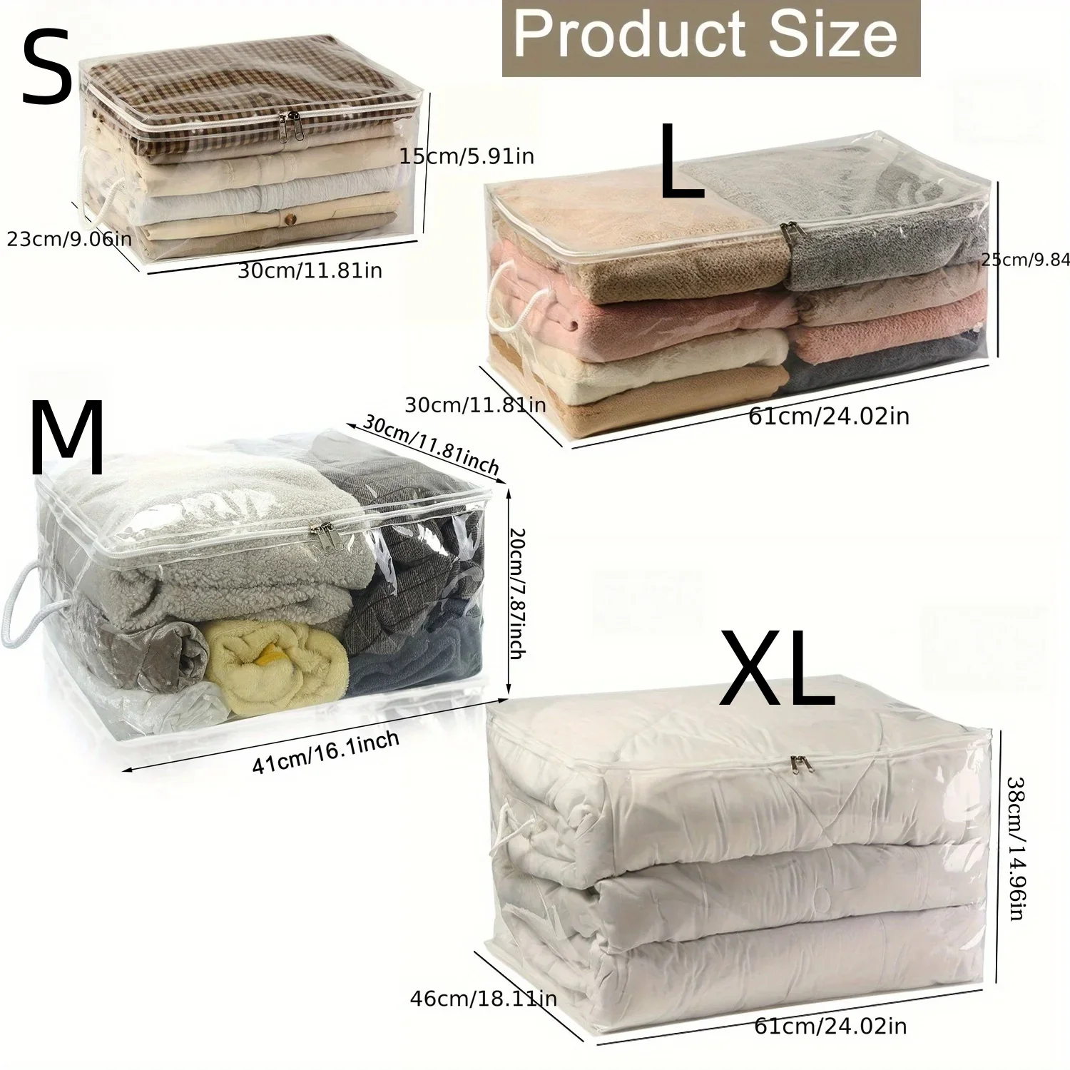Transparent Storage Bags Clear Organizer Sweater Storage Case Bed Linen Sheet Waterproof Organizer Vinyl Foldable Storage Pouch
