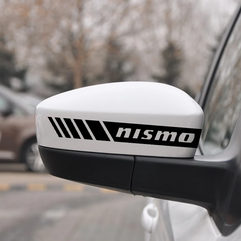 Car Styling 2Pcs Rearview Mirror Decal Stickers For Nismo Logo Emblem R34 GTR Nissan Tiida Sylphy Teana X Trail T32 accessories