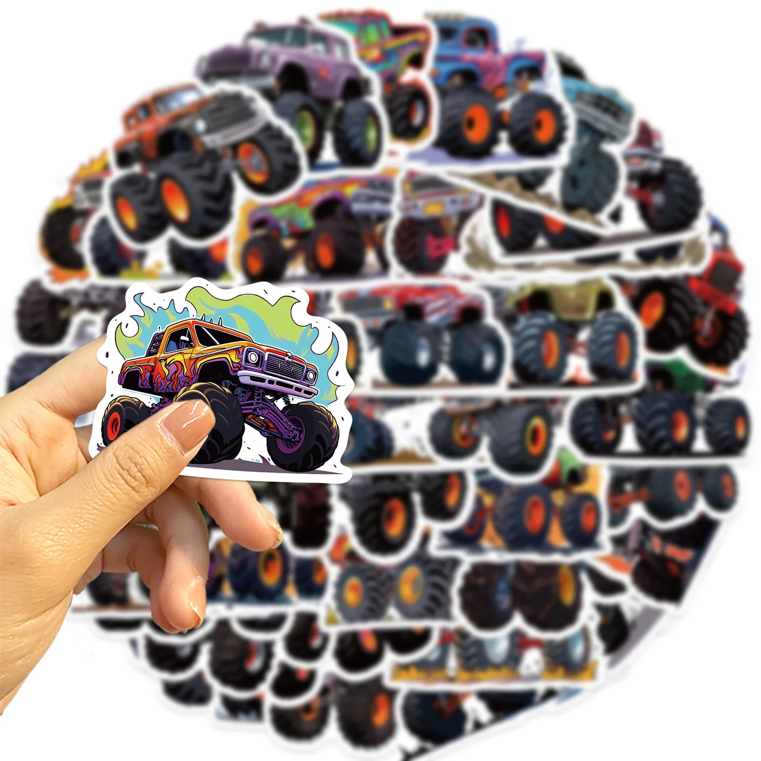 10/30/50PCS New Monster Truck Sticker Graffiti Cartoon Stationery iPad Helmet Phone Case Toy Wall Sticker Decoration Wholesale