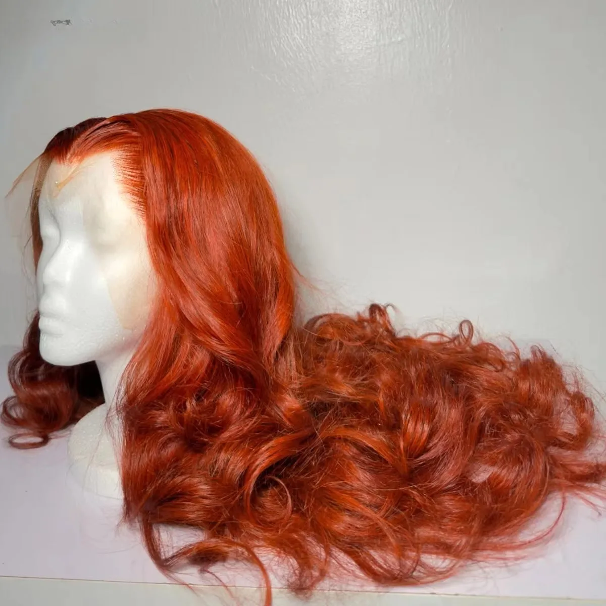Ginger Orange 13x4 Hd Synthetic Lace Front Wig Body Wave Glueless Colored Wear To Go Preplucked Heat Resistant Lace Wig Party