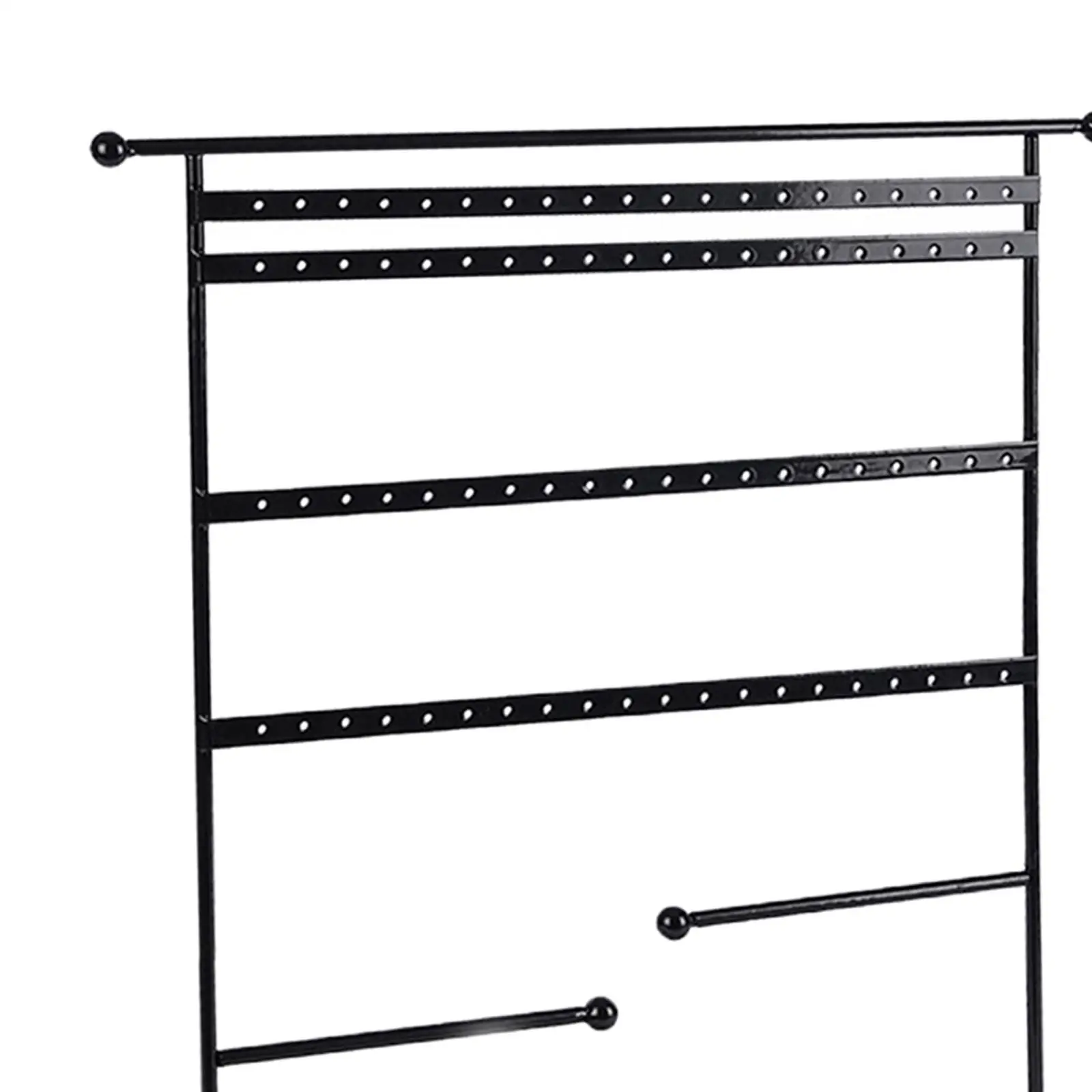 Jewelry Display Organizer Storage Holder for Necklaces Earrings Bangles 7 Tiers Iron Wood Stand with 80 Hole Tray for Home