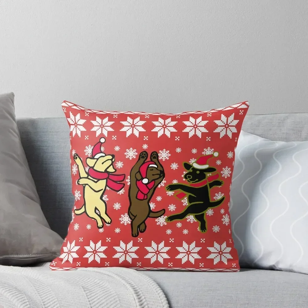 

Happy Dancing Labradors Christmas Throw Pillow Pillowcase Cushion Sofa Cushions Cover pillow