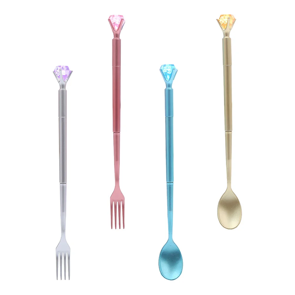 

4 Pcs Cutlery Styling Pen Diamond Decor Signature Pens Universal Gel Writing Students Stationery Plastic Creative Office