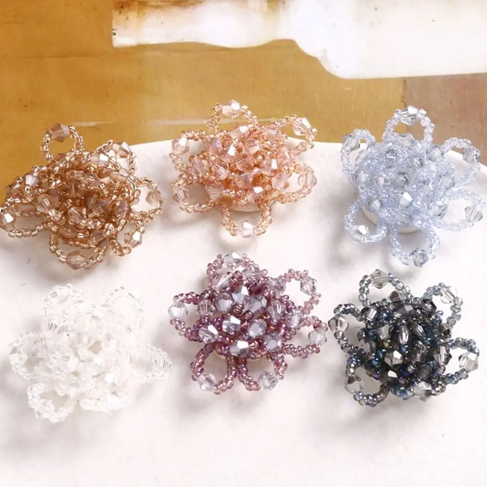 Double Layer Beaded Flower Charms Petal Blossom Design Handwoven Beaded DIY Shoe Decoration Sequins Embellished