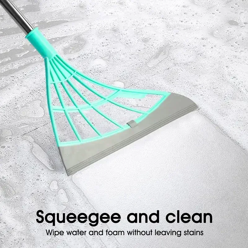 Limpiaparabrisas de escoba de silicona, escoba de limpieza de ventanas, raspador de vidrio de piso para el hogar, empuje manual de espejo de