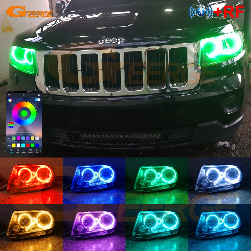 

For Jeep Grand Cherokee IV 2011 2012 2013 Bluetooth App Control Multi Color Ultra Bright RGB LED Angel Eyes Kit Halo Rings