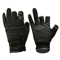 Winter Fishing Gloves 3-Finger PU Waterproof Touchscreen Anti-Slip Warm Angling Gloves for Men Outdoor Cold Weather