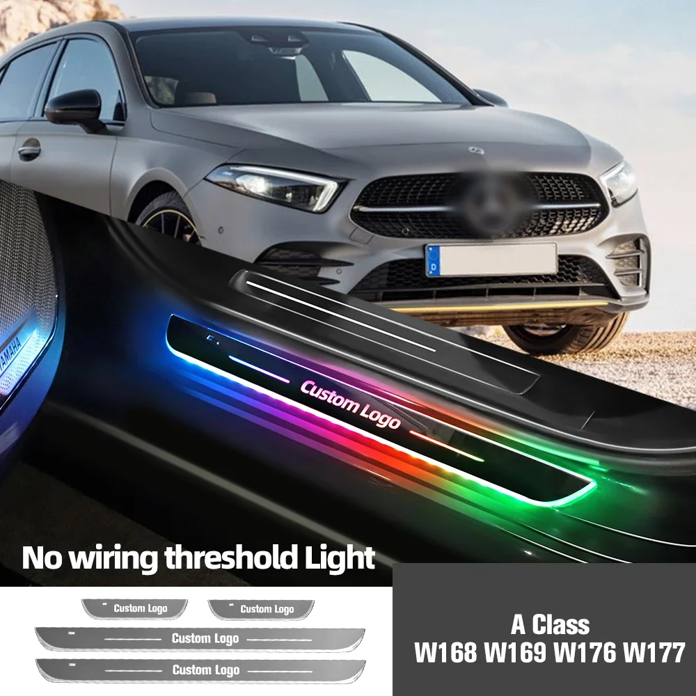 

For Mercedes Benz A Class W168 W169 W176 W177 Car Door Sill Light Customized Logo Led Welcome Threshold Pedal Lamp Accessories