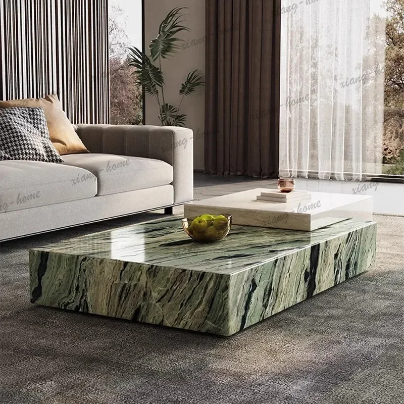 YJ  Italian Luxury Marble Coffee Table High End Designer Statement Piece Villa Penthouse Living Room Heat Scratch Re