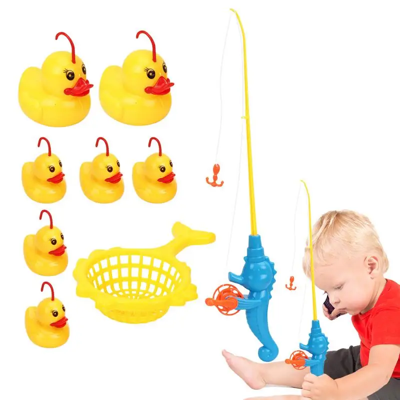 Bathtub Fishing Toy Bathroom Floating Pool Fishing Play Set Bathtub Toys Fishing Game With Fishing Pole 7 Rubber Ducks And