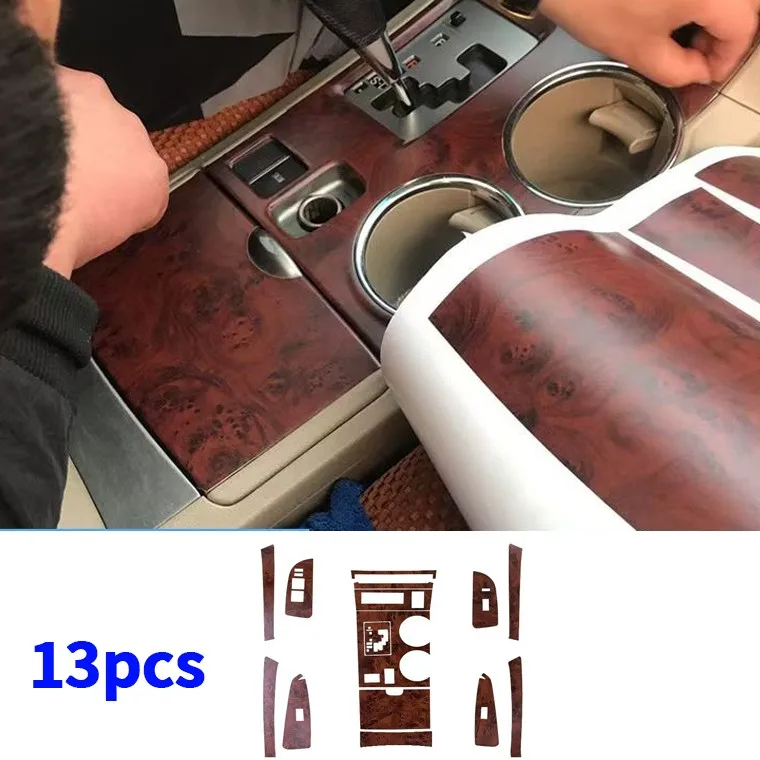 

Glossy Wood Grain Interior Stickers Trim Decals For Toyota Highlander 2008-2013