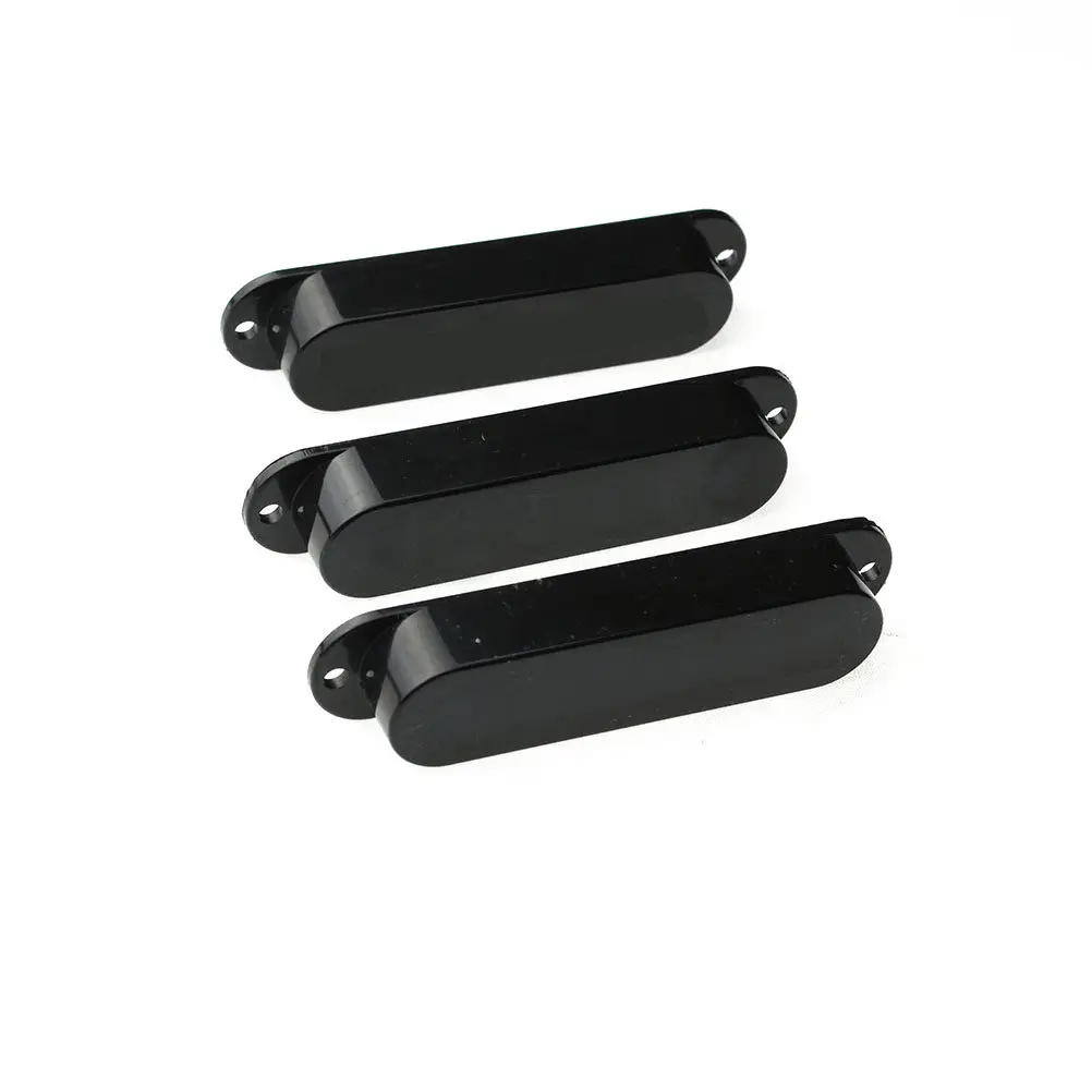 3pcs Black Plastic Guitar Pickup Covers for Single Coil, 8.4x1.8x1.4cm Sealed Replacement Set