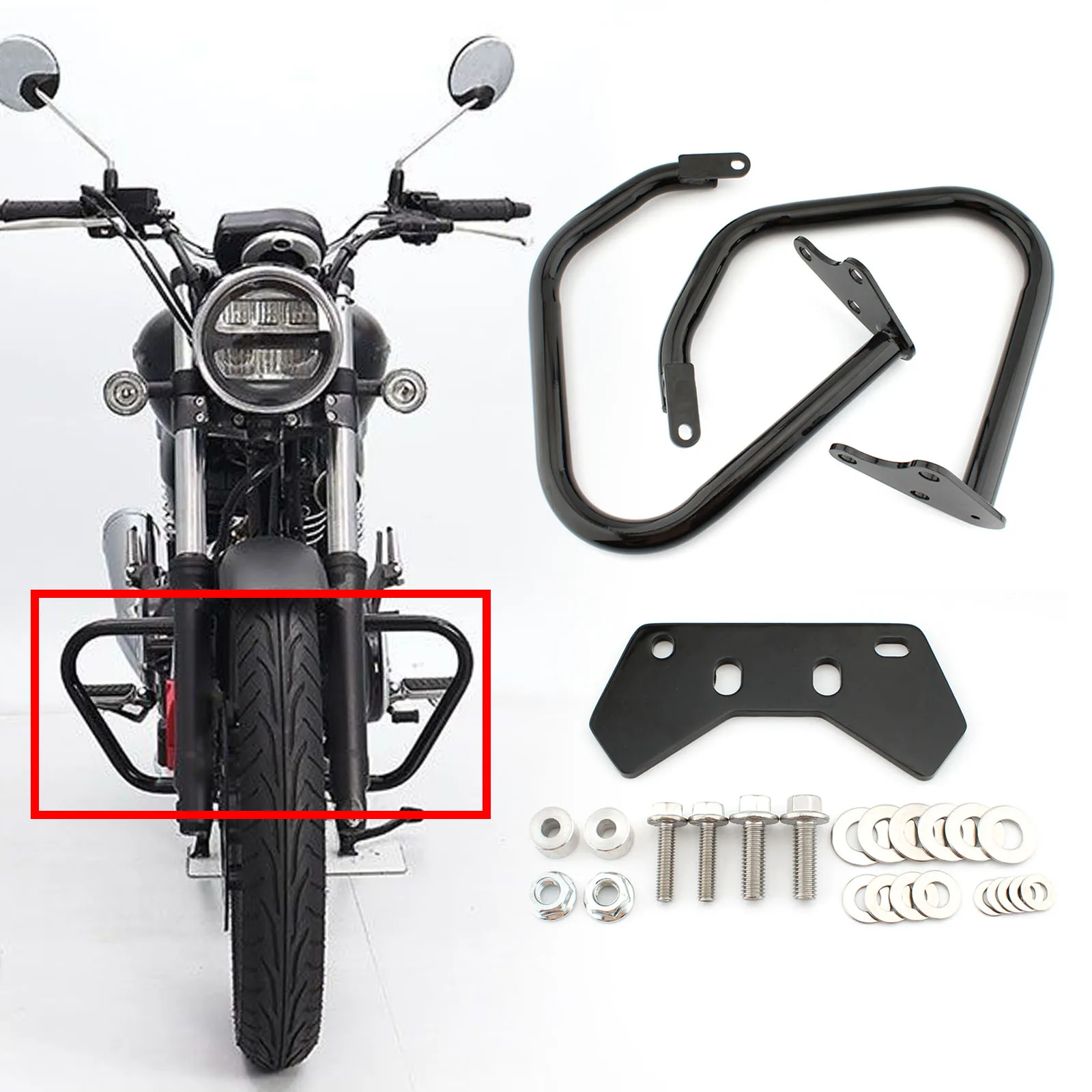

For Honda GB350 NC59 2021 2022 Black Steel Motorcycle Engine Guard Crash Bar Bumper