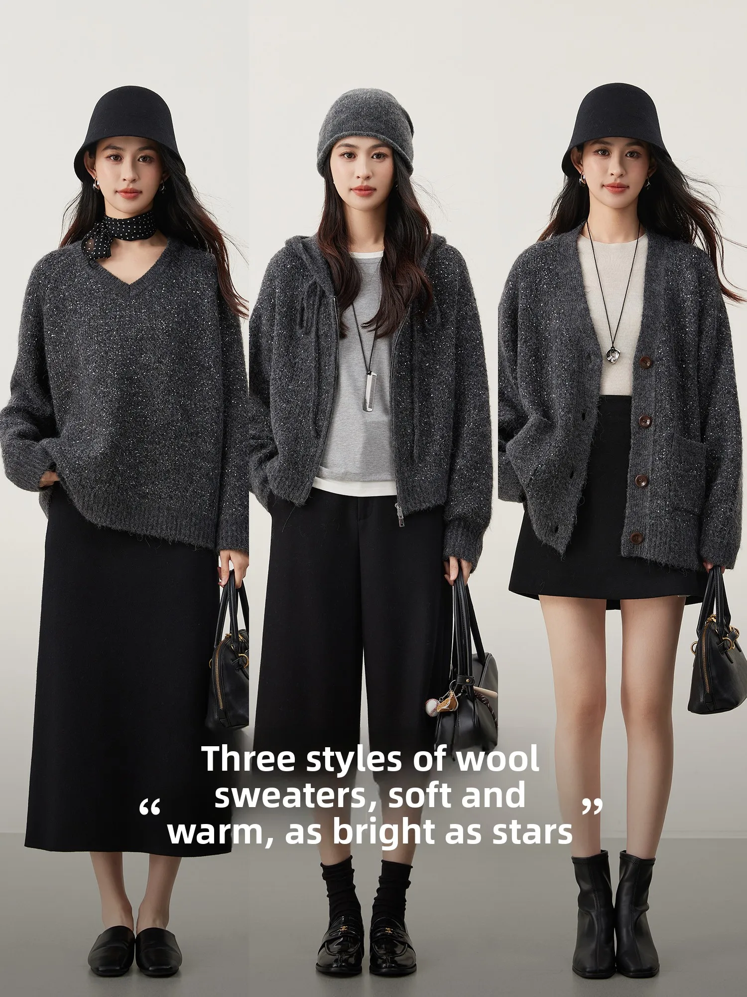 

Galaxy Starry Night Multi-ape Camere Open Cardigan Knitted Sweater Women Winter Bright Sequin Trim Loose Fit Ele Sle