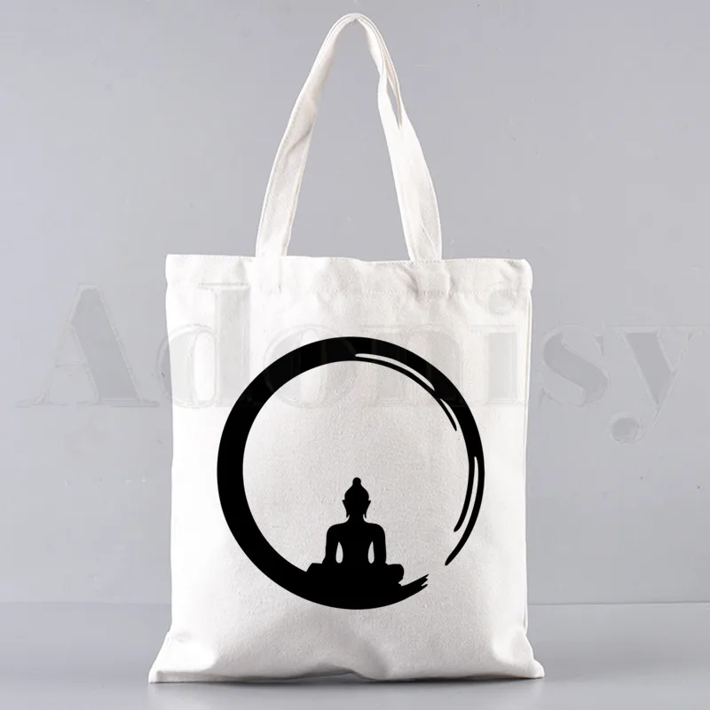 Retro Buddha Namaste Yoga Handbags Shoulder Bags Casual Shopping Girls Handbag Women Elegant Canvas Bag