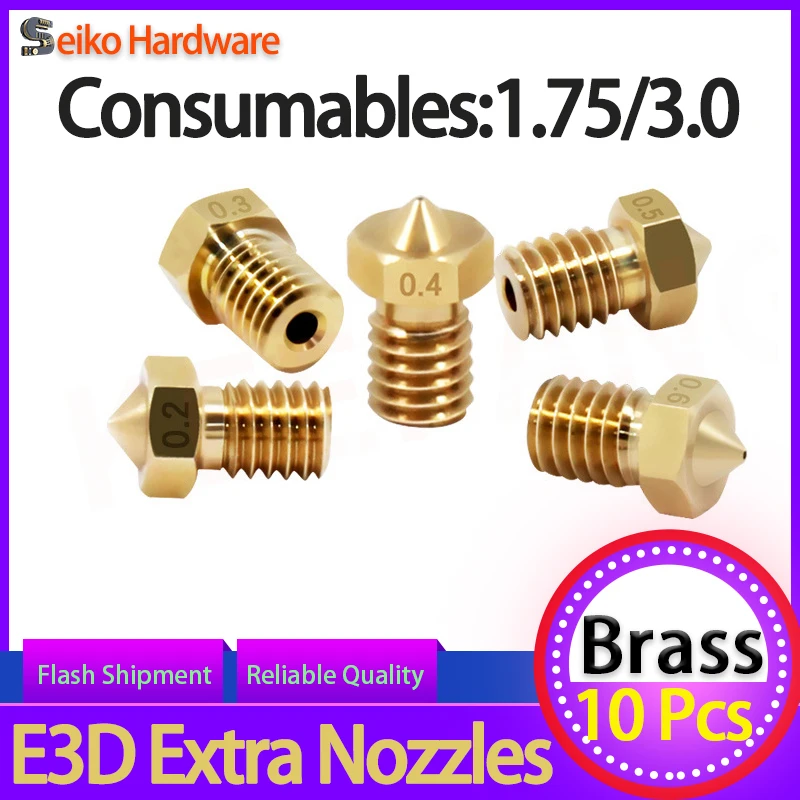 

E3D Extra Nozzles 3D Print Parts Extruder Brass Nozzles for V5 V6 3D Printer Accessories M6 Threaded Extruder Print Head