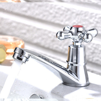 Bathroom Faucet Zinc Alloy Wash Basin Faucet Quick Open Single Cold Water Tap Cross Handle Toilet Corrosion Resistance Sink Tap