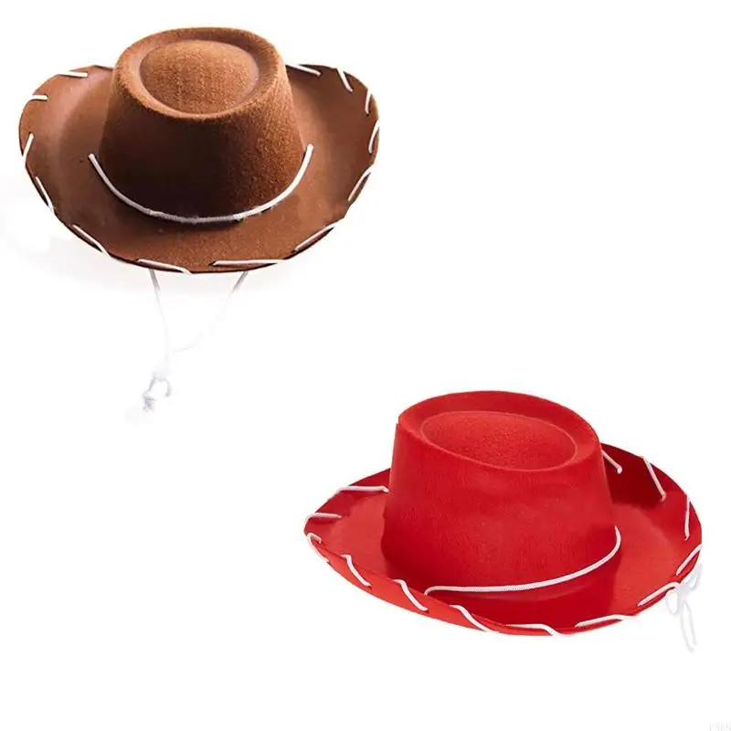 

P88B Stylish Kids Cowboy Fedora Hat Western Ranch Costume Festivals Accessories