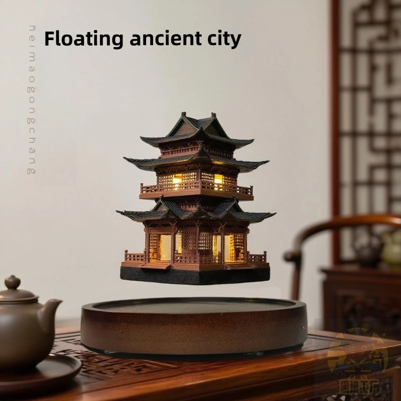 Magnetic Levitation Desktop Ornaments Lotus Flowers, Planets, and Ancient-style Pavilion Designs Home Decor A Perfect Gift