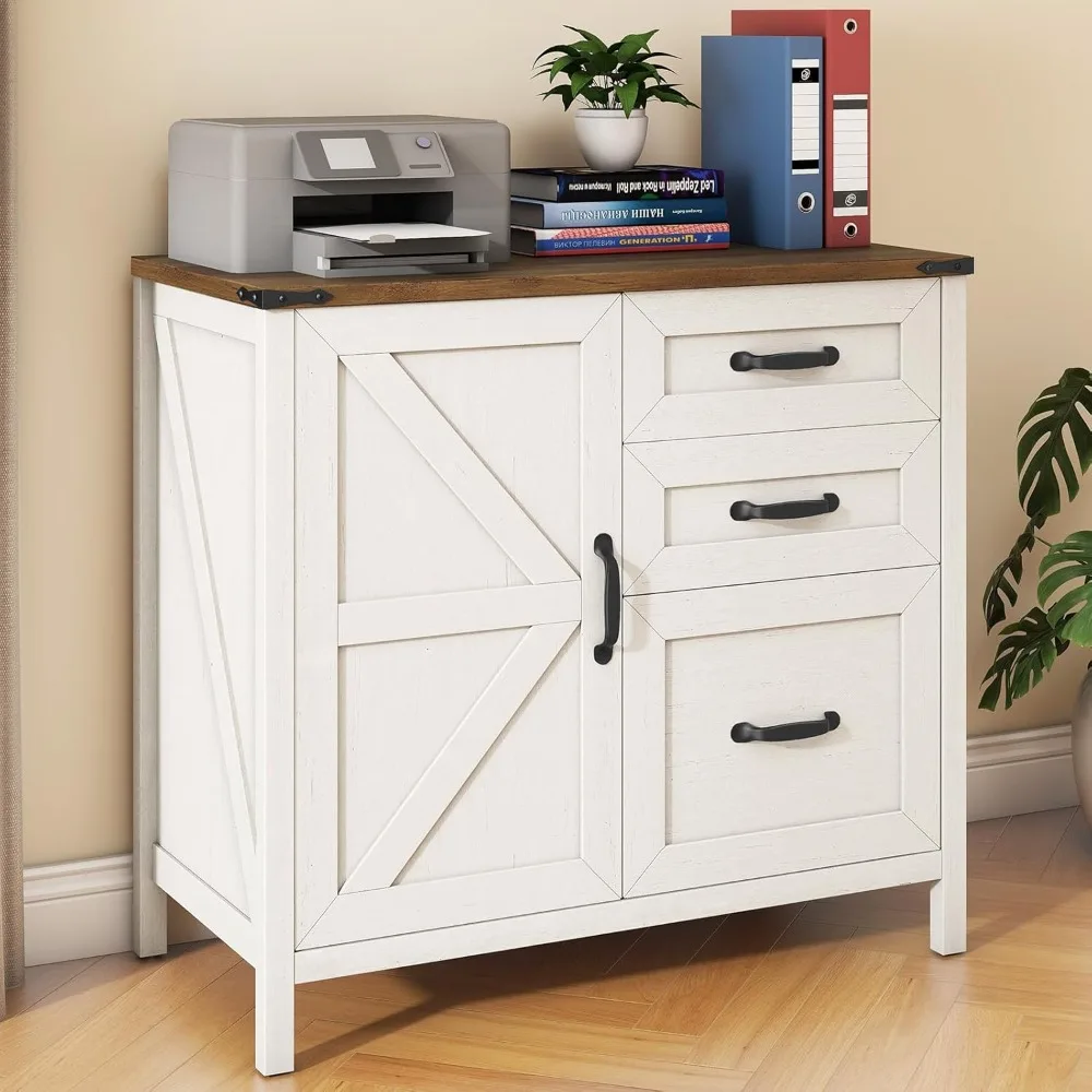 

Lateral File Cabinet with 3 Drawers, Farmhouse File Cabinet for Letter/A4 Size Hanging Files, Large Wood File Storage Cabinets P