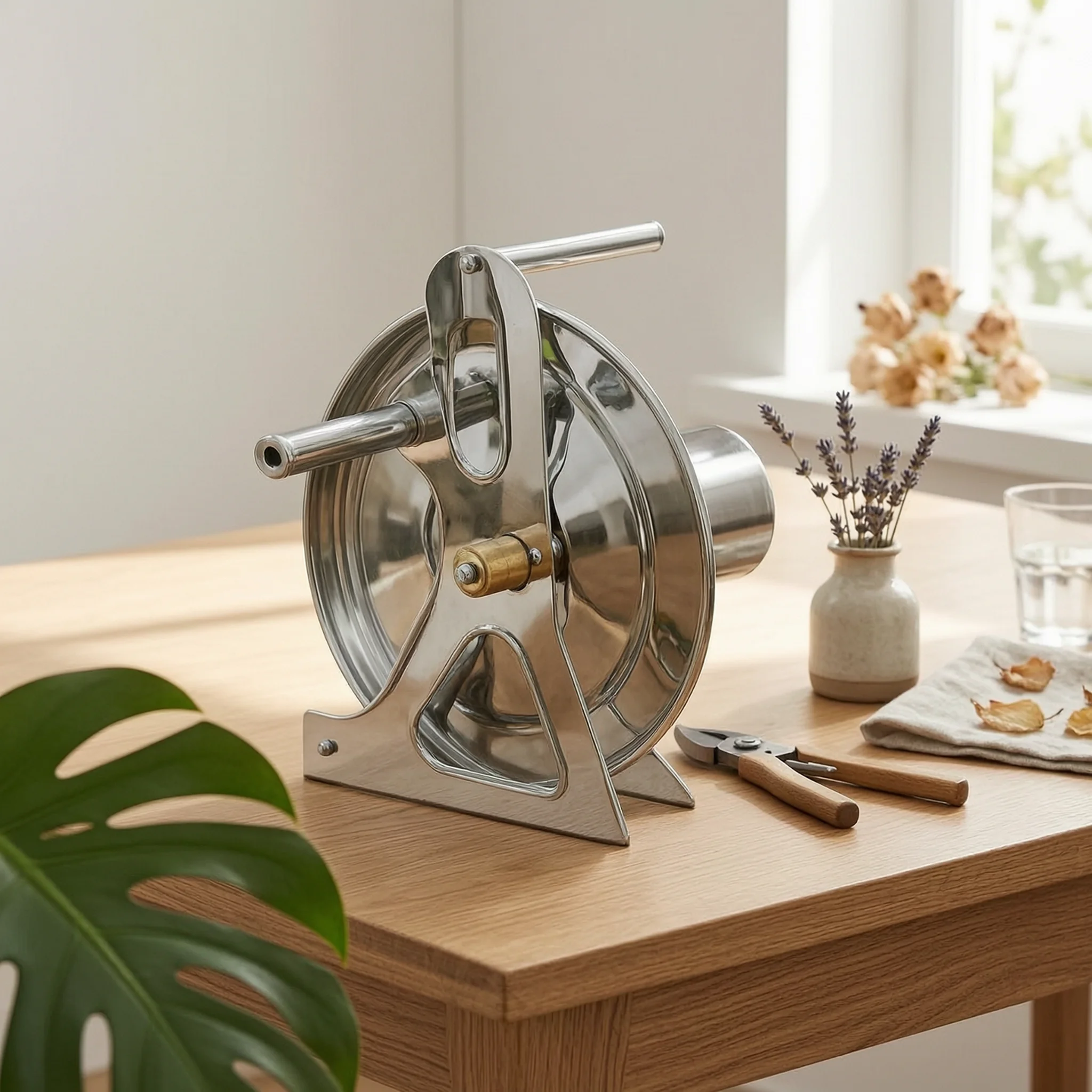 stainless-steel-hose-reel-carrier-heavy-duty-hose-reel-carrier-with-wheels-easy-to-carry-ergonomic-handle-for-outdoor