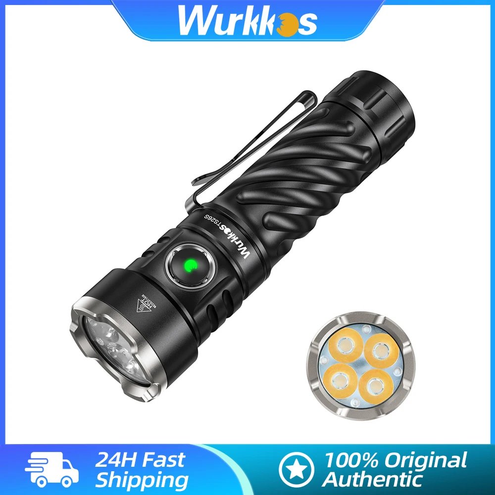 wurkkos lanterna portatil edc ts26s 3100lm tocha poderosa 21700 lampada de trabalho led recarregavel luz com tampa traseira magnetica 01