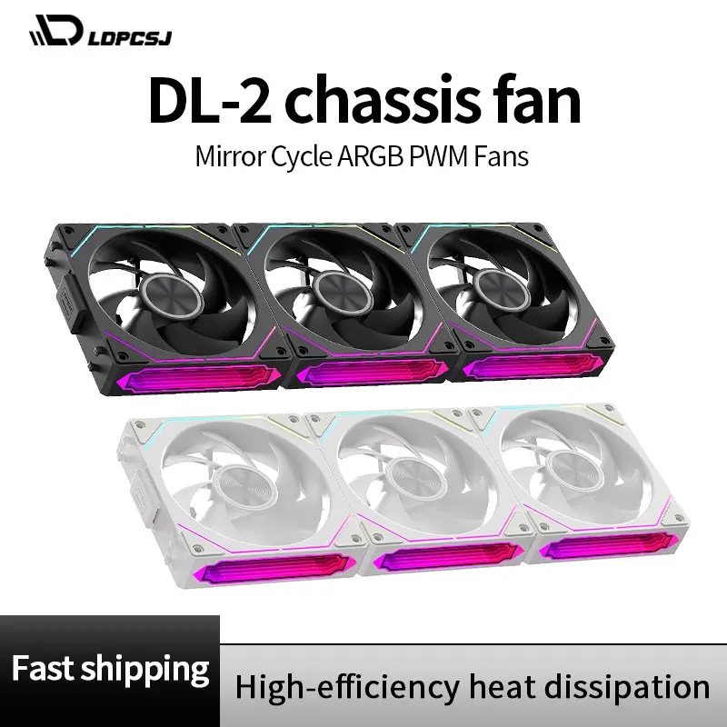 LDPCSJ OEM PRISM 5 PRO Computer Chassis Fan 12cm ARGB 4 Pin PWM Quiet Cooling Fan 12V Large Air Volume 45.2CFM/800-1600RPM