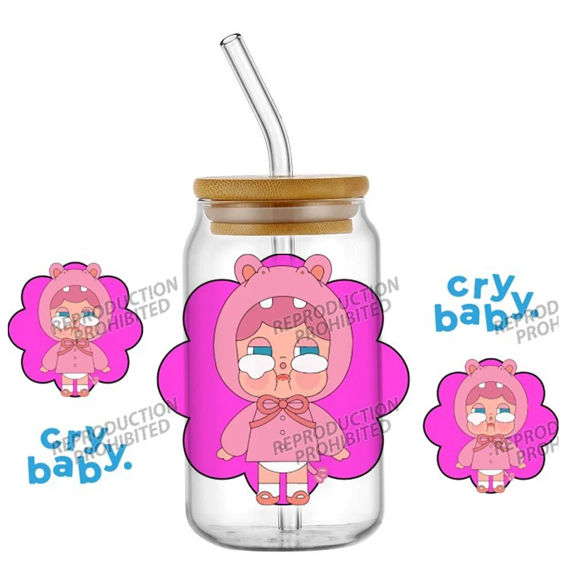 

3D UV DTF Transfer Sticker For 16oz Libbey Glass DIY Trendy Blind Box Figurine Theme Cup Wrap Easy to Peel Monster Design