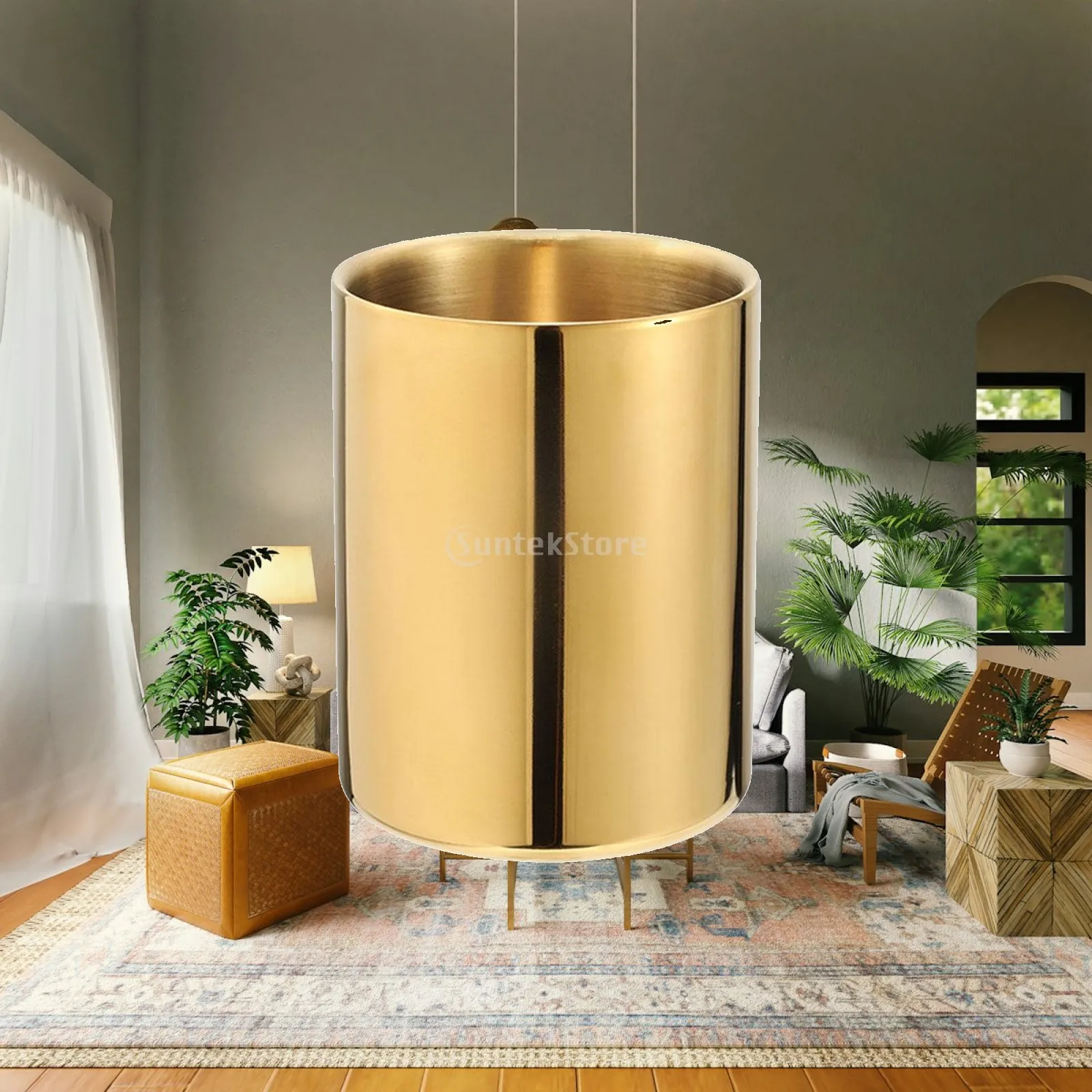 Golden Pencil Cup Holder Double Walled Stainless Steel Desk Pen Holder Makeup