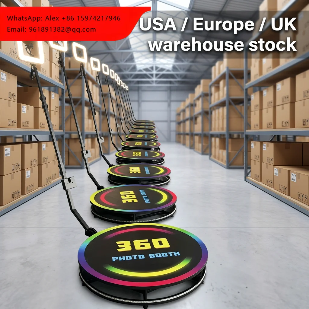 

USA Stock 360 Photo Booth With Smooth Rotation 360 Video Booth Party Event Equipment Rotating Flight Case