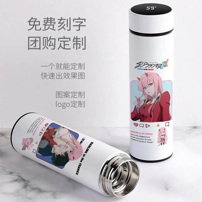 Anime Thermos Cup DARLING in the FRANXX Zero Two Code: 002 Cosplay Travel Mug LED Temperature intelligent Watercup Gifts New - Image 4