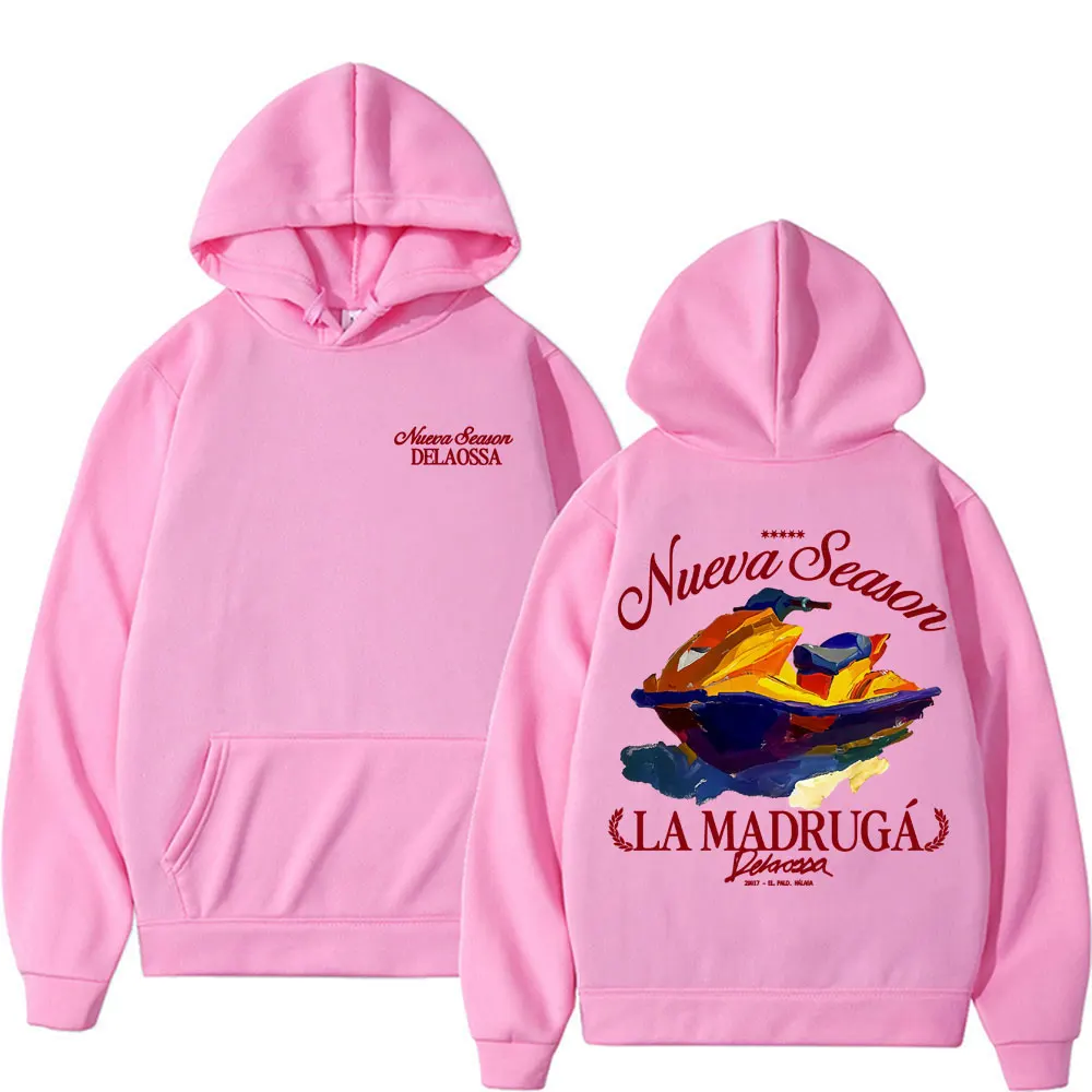 Bluza Rapper Delaossa NUEVA SEASON La Madruga Męska Damska Modny Trend Retro Styl Bluzy z Kapturem Casualowa Polarowa Oversize'owa Bluza