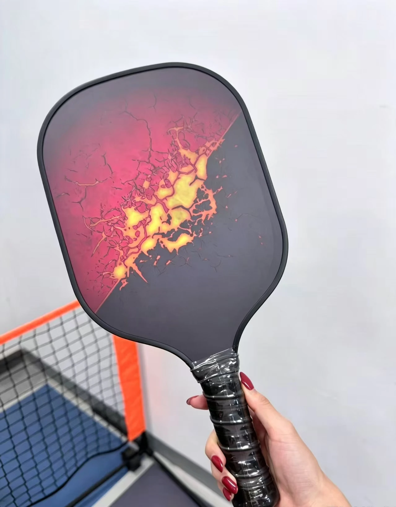 Flame Pattern Pickleball Paddle Carbon Fiber EVA Foam Core Lightweight Non-slip Handle Professional Adult Training Pickleball Ra