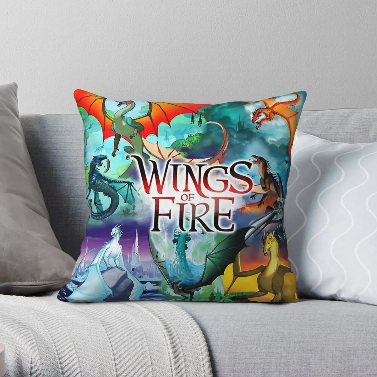 Wings Of Fire All Dragon Square Pillowcase Polyester Linen Velvet Printed Zip Decorative Sofa Cushion Case