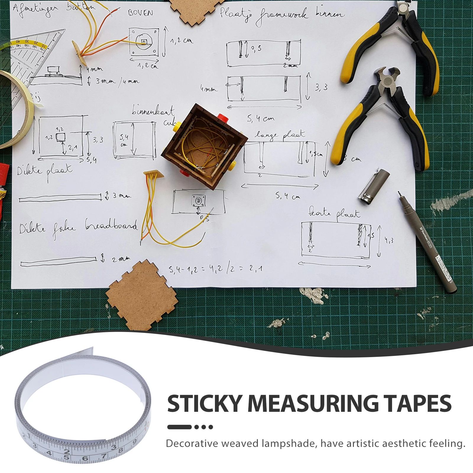 Self Adhesive Measuring Tape Dual Scale Ruler Yellow Steel Tape Metric Imperial Precision Woodworking Roll Measure